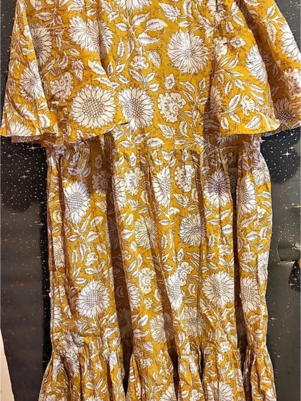 Janasya Floral Midi Dress in Yellow & White Size Large